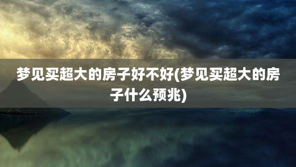 梦见买超大的房子好不好(梦见买超大的房子什么预兆)