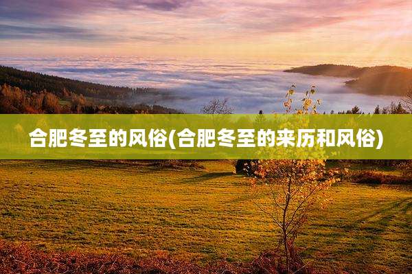 合肥冬至的风俗(合肥冬至的来历和风俗)