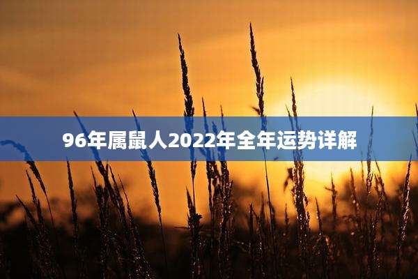 96年属鼠人2022年全年运势详解