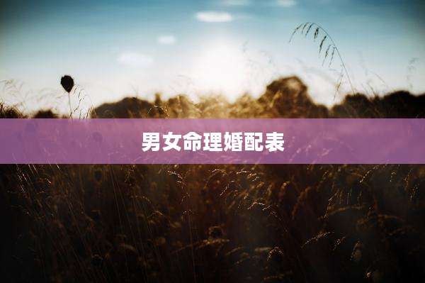 男女命理婚配表