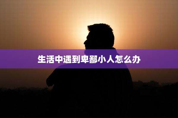 生活中遇到卑鄙小人怎么办