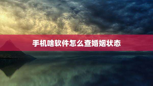 手机啥软件怎么查婚姻状态