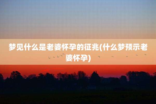 梦见什么是老婆怀孕的征兆(什么梦预示老婆怀孕)