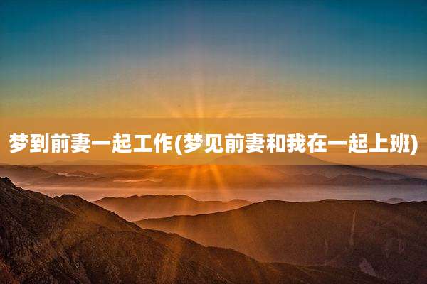 梦到前妻一起工作(梦见前妻和我在一起上班)