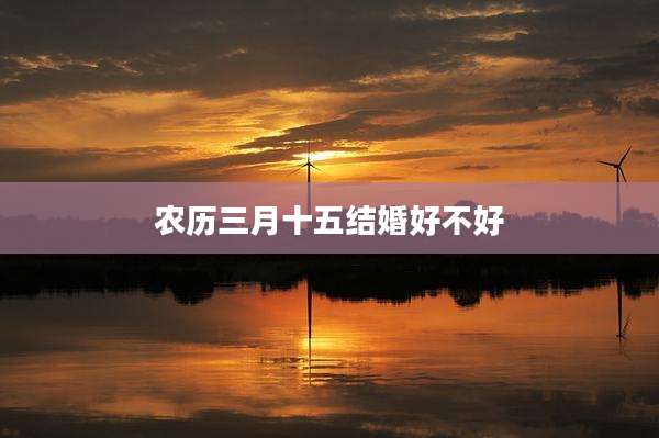 农历三月十五结婚好不好