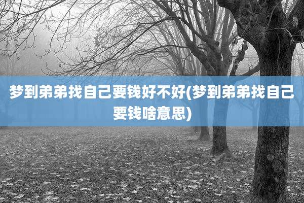 梦到弟弟找自己要钱好不好(梦到弟弟找自己要钱啥意思)