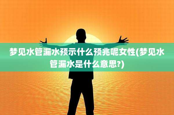 梦见水管漏水预示什么预兆呢女性(梦见水管漏水是什么意思?)