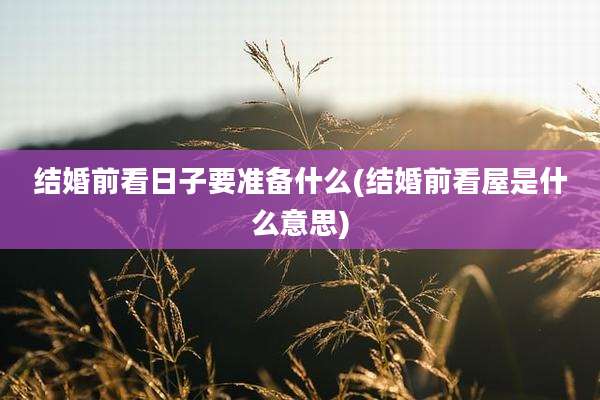 结婚前看日子要准备什么(结婚前看屋是什么意思)
