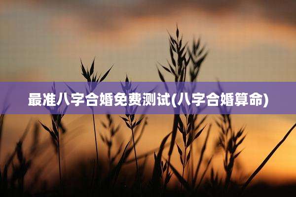 最准八字合婚免费测试(八字合婚算命)