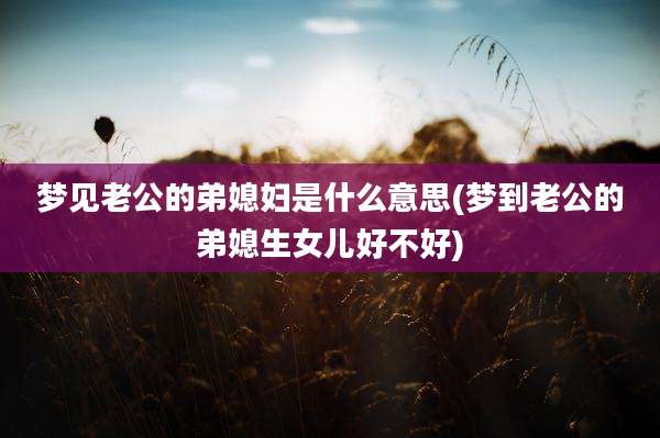 梦见老公的弟媳妇是什么意思(梦到老公的弟媳生女儿好不好)