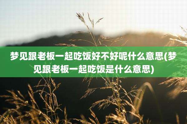 梦见跟老板一起吃饭好不好呢什么意思(梦见跟老板一起吃饭是什么意思)