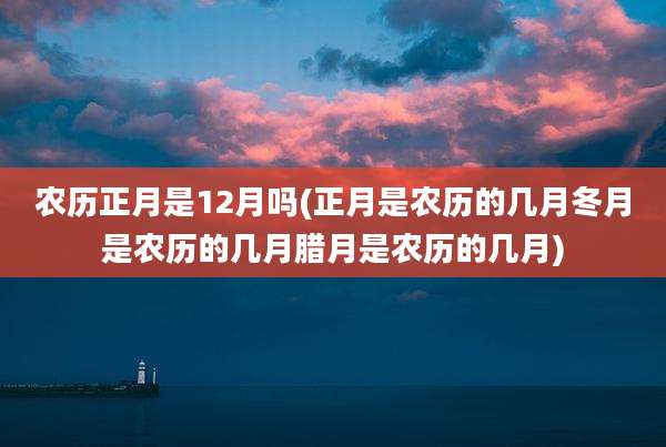 农历正月是12月吗(正月是农历的几月冬月是农历的几月腊月是农历的几月)
