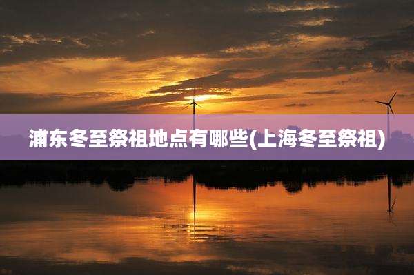 浦东冬至祭祖地点有哪些(上海冬至祭祖)