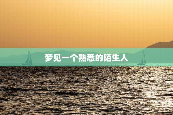 梦见一个熟悉的陌生人
