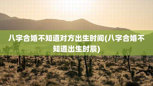 八字合婚不知道对方出生时间(八字合婚不知道出生时辰)