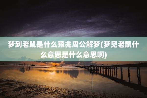 梦到老鼠是什么预兆周公解梦(梦见老鼠什么意思是什么意思啊)