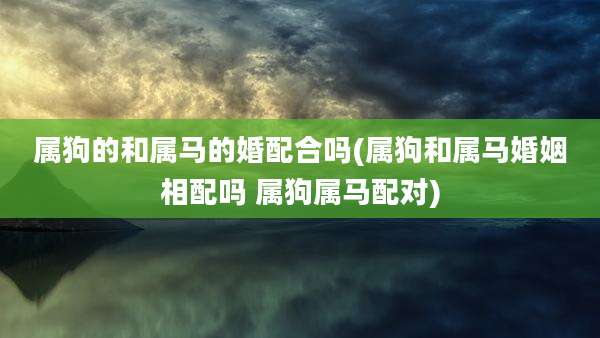 属狗的和属马的婚配合吗(属狗和属马婚姻相配吗 属狗属马配对)