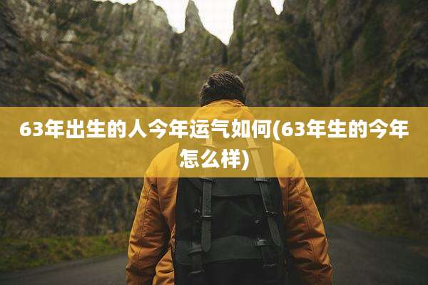63年出生的人今年运气如何(63年生的今年怎么样)