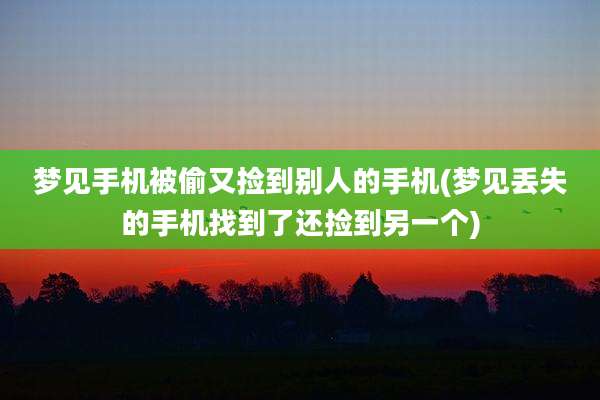 梦见手机被偷又捡到别人的手机(梦见丢失的手机找到了还捡到另一个)