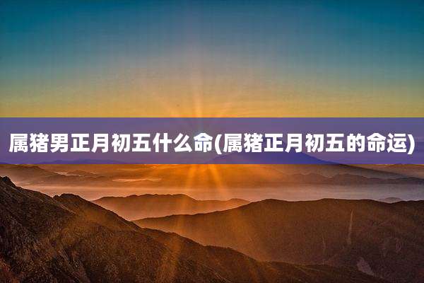属猪男正月初五什么命(属猪正月初五的命运)