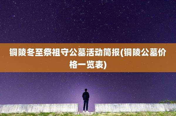 铜陵冬至祭祖守公墓活动简报(铜陵公墓价格一览表)