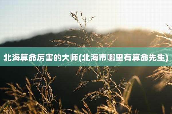 北海算命厉害的大师(北海市哪里有算命先生)