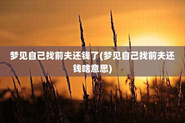 梦见自己找前夫还钱了(梦见自己找前夫还钱啥意思)