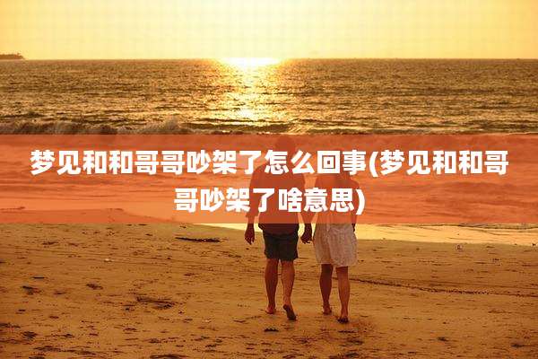 梦见和和哥哥吵架了怎么回事(梦见和和哥哥吵架了啥意思)