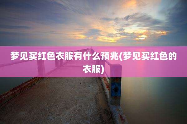梦见买红色衣服有什么预兆(梦见买红色的衣服)