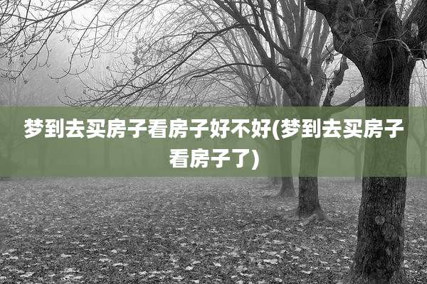 梦到去买房子看房子好不好(梦到去买房子看房子了)