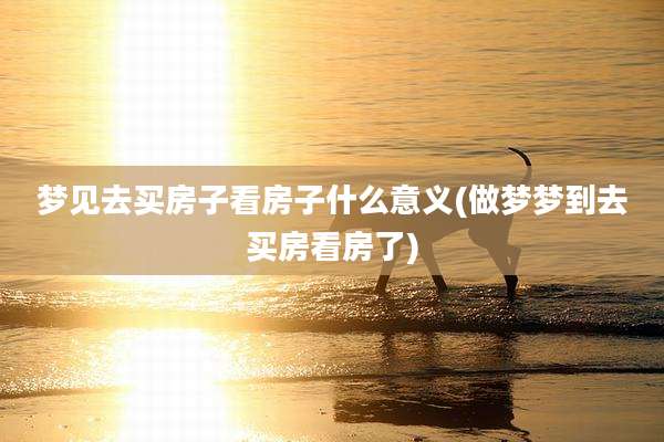 梦见去买房子看房子什么意义(做梦梦到去买房看房了)