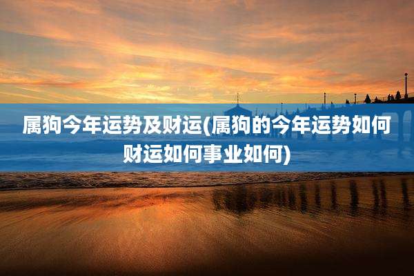 属狗今年运势及财运(属狗的今年运势如何财运如何事业如何)