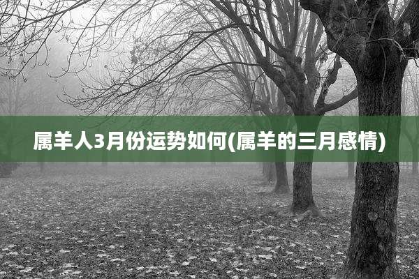 属羊人3月份运势如何(属羊的三月感情)