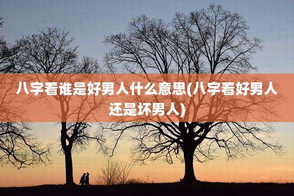八字看谁是好男人什么意思(八字看好男人还是坏男人)
