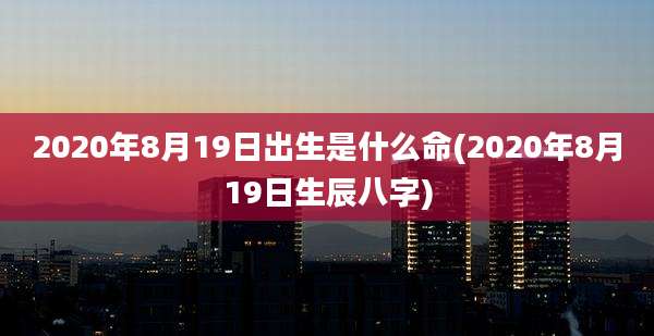 2020年8月19日出生是什么命(2020年8月19日生辰八字)