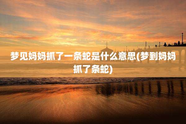 梦见妈妈抓了一条蛇是什么意思(梦到妈妈抓了条蛇)