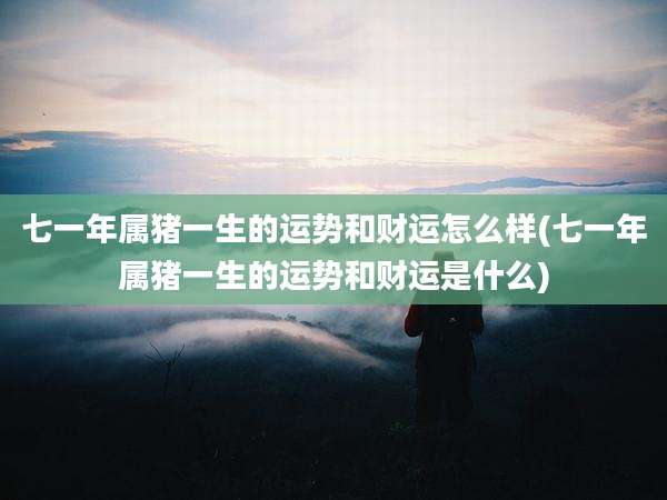 七一年属猪一生的运势和财运怎么样(七一年属猪一生的运势和财运是什么)