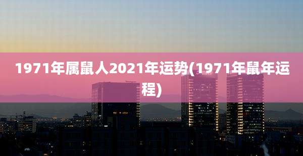 1971年属鼠人2021年运势(1971年鼠年运程)