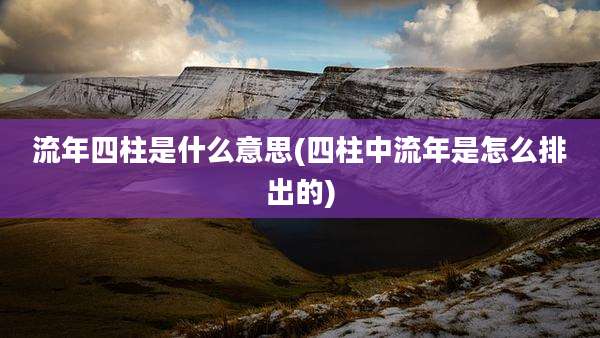 流年四柱是什么意思(四柱中流年是怎么排出的)