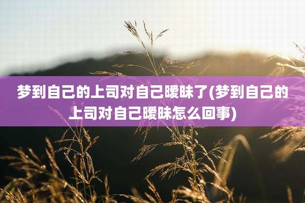 梦到自己的上司对自己暧昧了(梦到自己的上司对自己暧昧怎么回事)