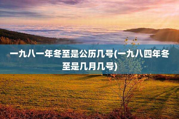 一九八一年冬至是公历几号(一九八四年冬至是几月几号)