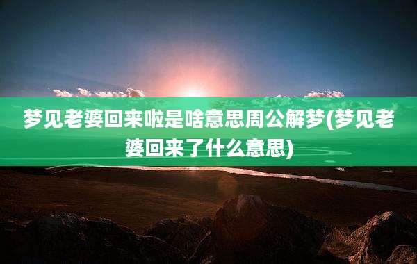 梦见老婆回来啦是啥意思周公解梦(梦见老婆回来了什么意思)