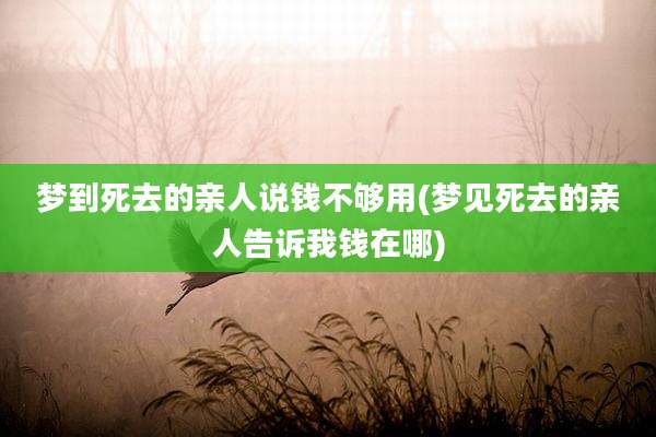 梦到死去的亲人说钱不够用(梦见死去的亲人告诉我钱在哪)
