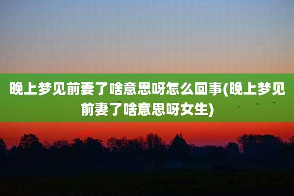 晚上梦见前妻了啥意思呀怎么回事(晚上梦见前妻了啥意思呀女生)