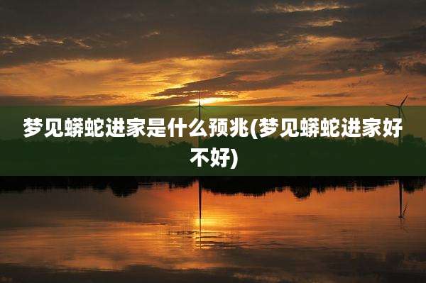 梦见蟒蛇进家是什么预兆(梦见蟒蛇进家好不好)