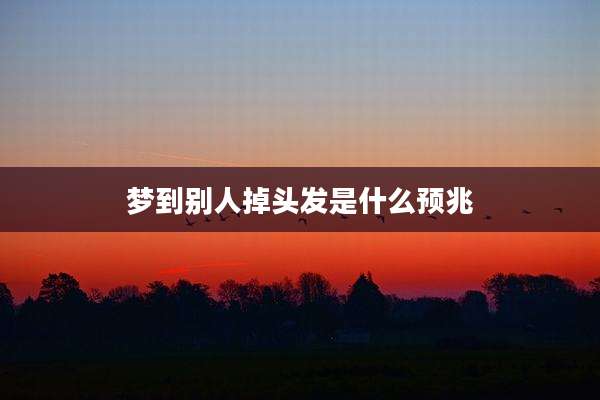 梦到别人掉头发是什么预兆