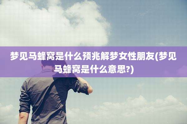 梦见马蜂窝是什么预兆解梦女性朋友(梦见马蜂窝是什么意思?)