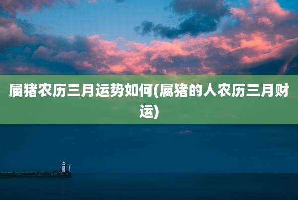属猪农历三月运势如何(属猪的人农历三月财运)