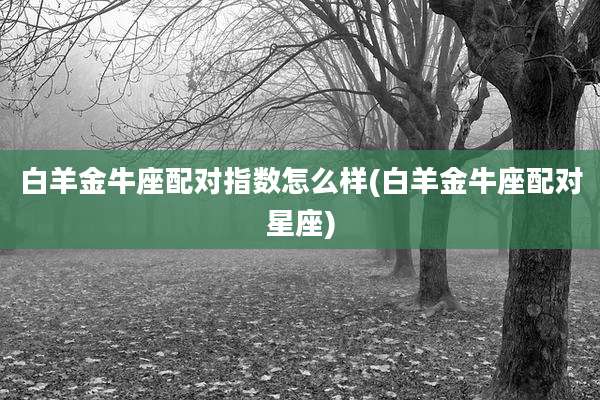 白羊金牛座配对指数怎么样(白羊金牛座配对星座)