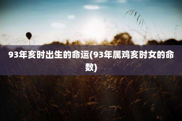 93年亥时出生的命运(93年属鸡亥时女的命数)